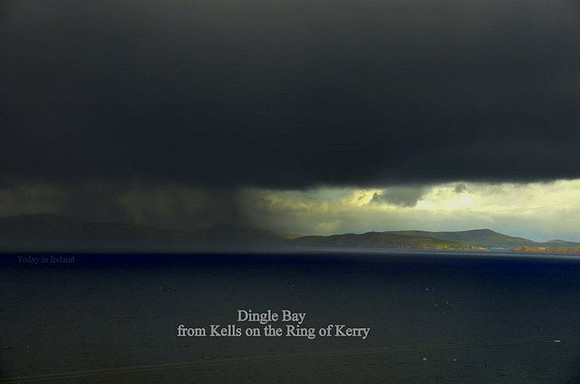 Looking at Dingle peninsula from Ring of Kerry road - April
