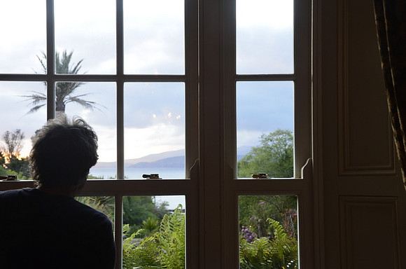 window onto Kells Garden from Thai Restaurant