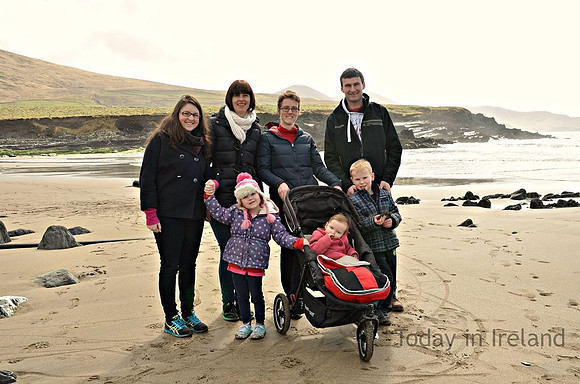 A family on St. Finian's Beach - Skellig Loop road